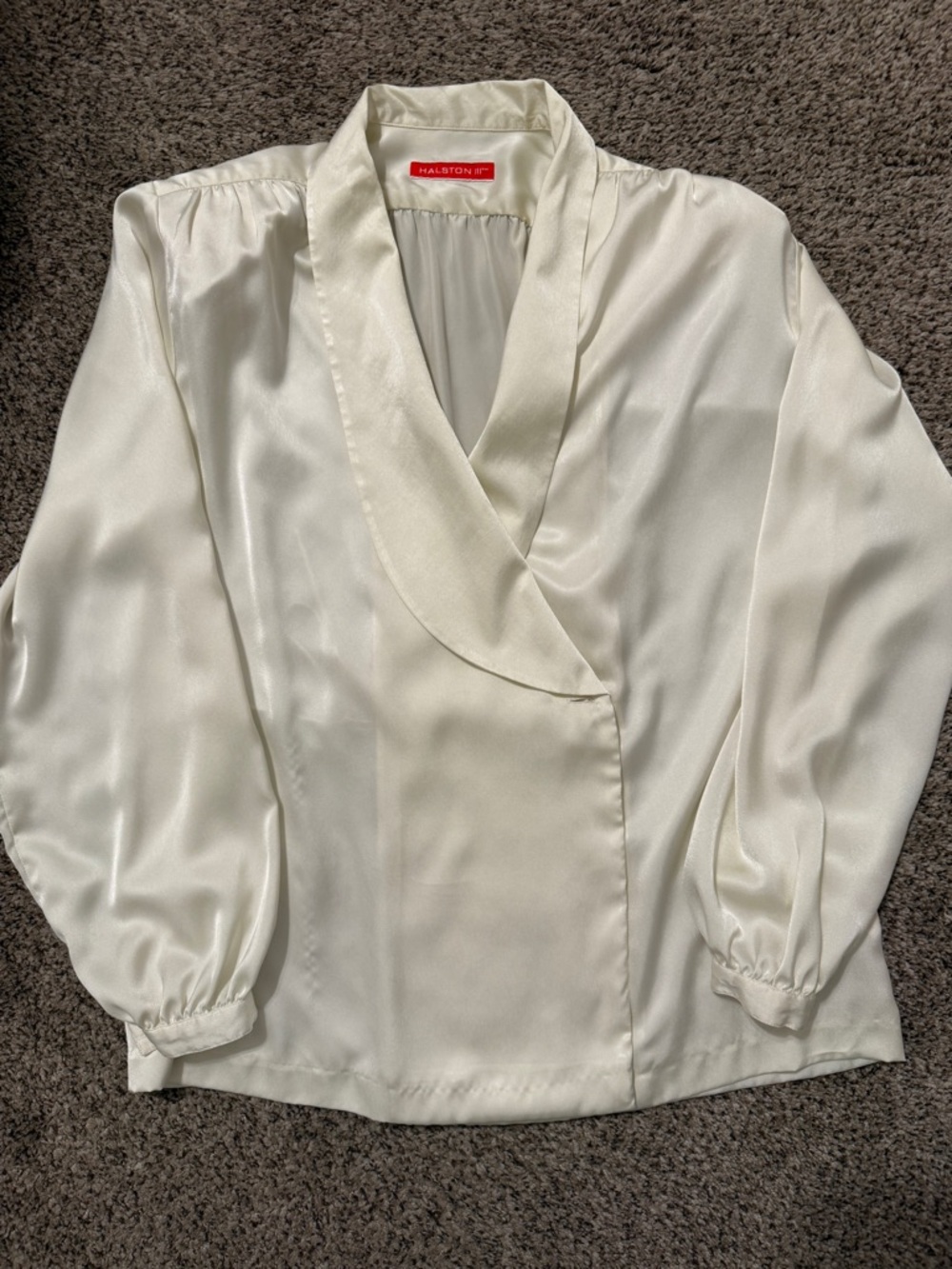 Vintage Halston III satin blouse in ivory